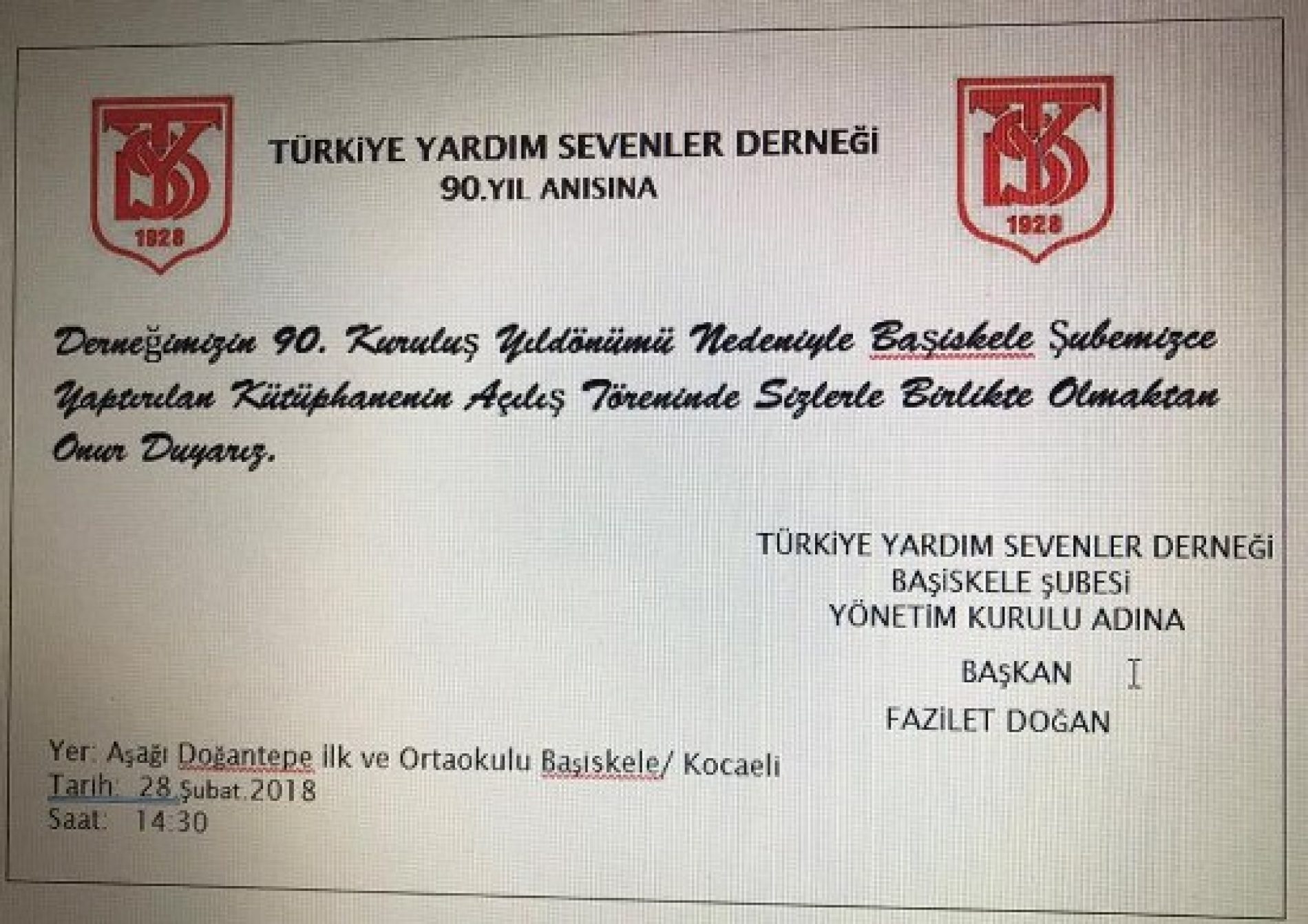 TYSD Başiskele Şubemizden Kütüphane Açılışı