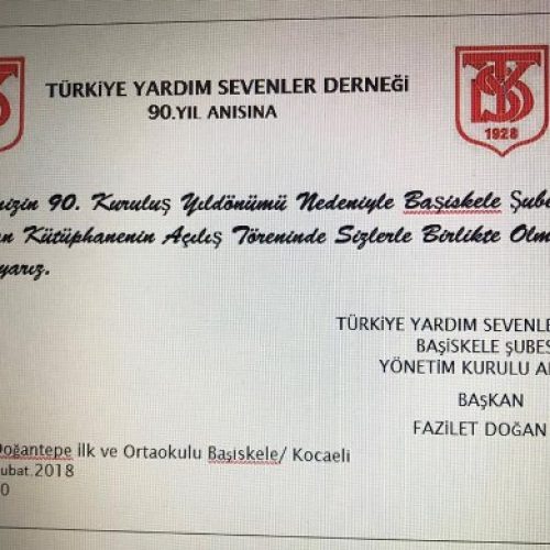 TYSD Başiskele Şubemizden Kütüphane Açılışı