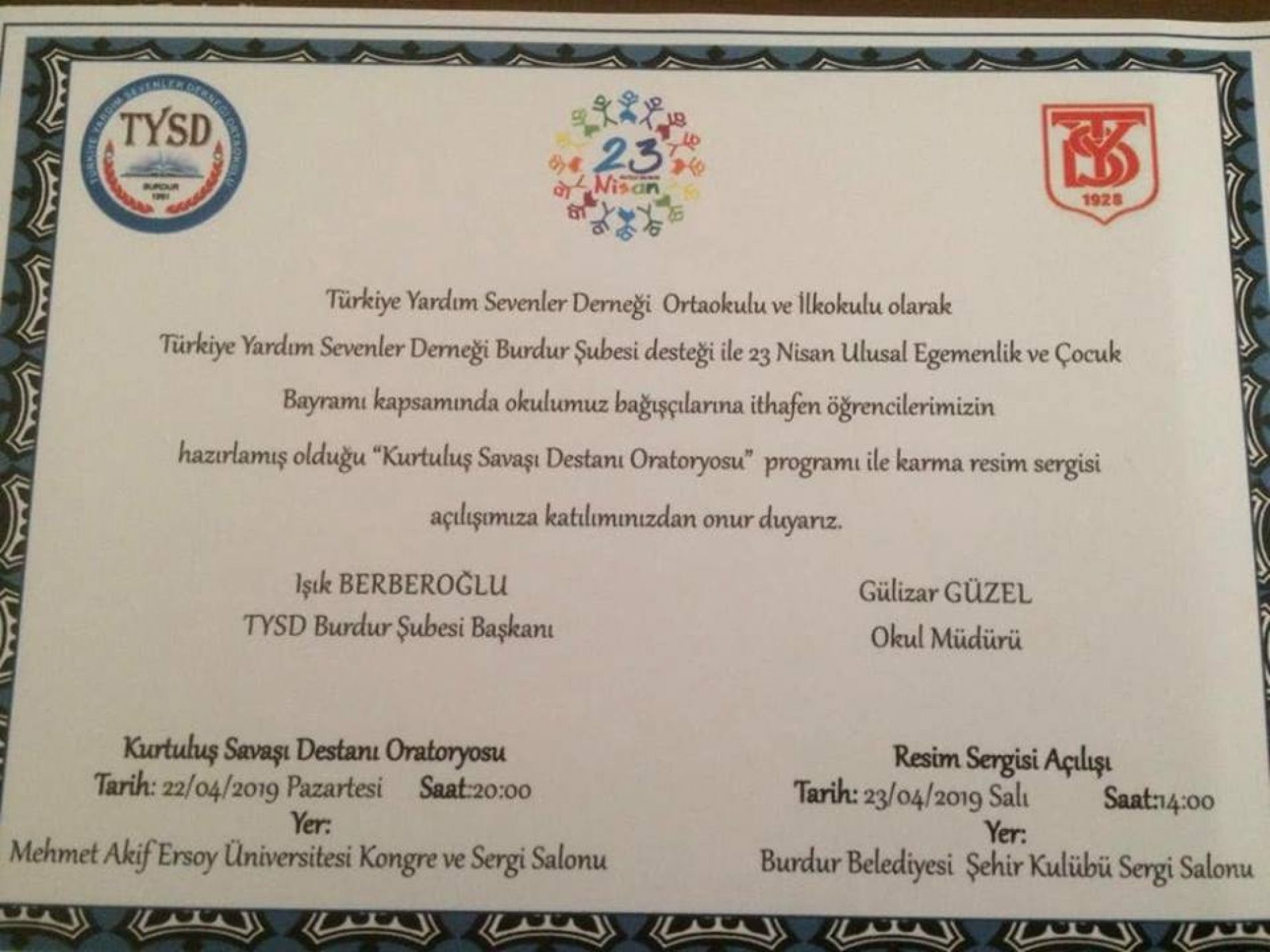 TYSD Burdur Şubemizin 23 Nisan Kutlaması