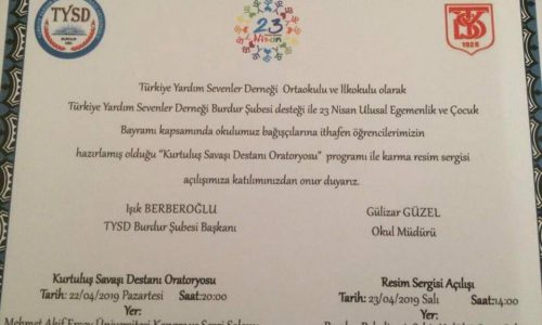 TYSD Burdur Şubemizin 23 Nisan Kutlaması