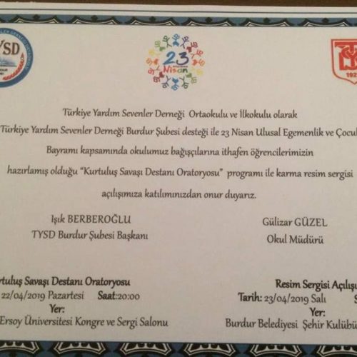 TYSD Burdur Şubemizin 23 Nisan Kutlaması