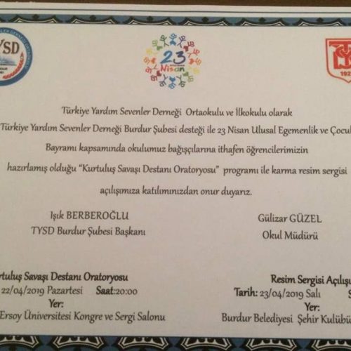 TYSD Burdur Şubemizin 23 Nisan Kutlaması