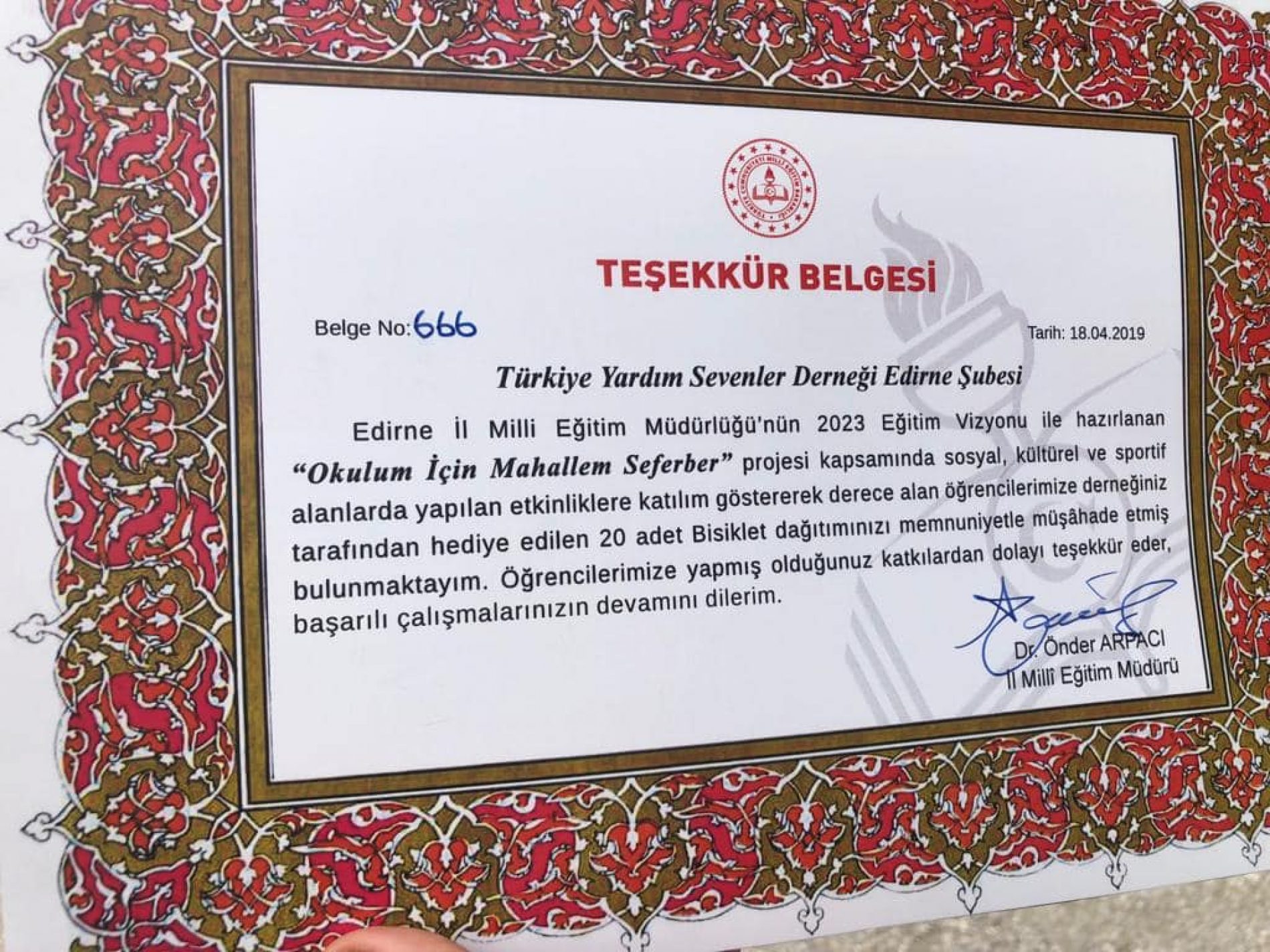 TYSD Edirne Şubemizden Çocuklarımıza 23 Nisan Hediyesi