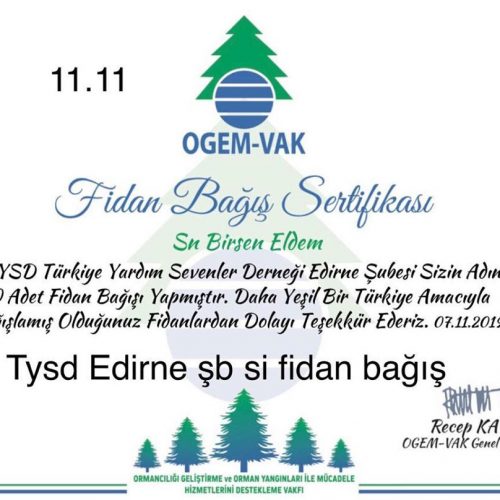 TYSD Edirne Şubemizin Ekim ve Kasım Ayı Etkinlikleri