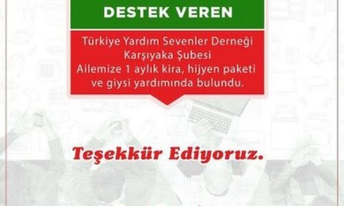 TYSD Karşıyaka Şubemizin Giysi ve Hijyen Paketi Yardımı