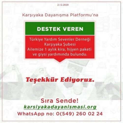 TYSD Karşıyaka Şubemizin Giysi ve Hijyen Paketi Yardımı