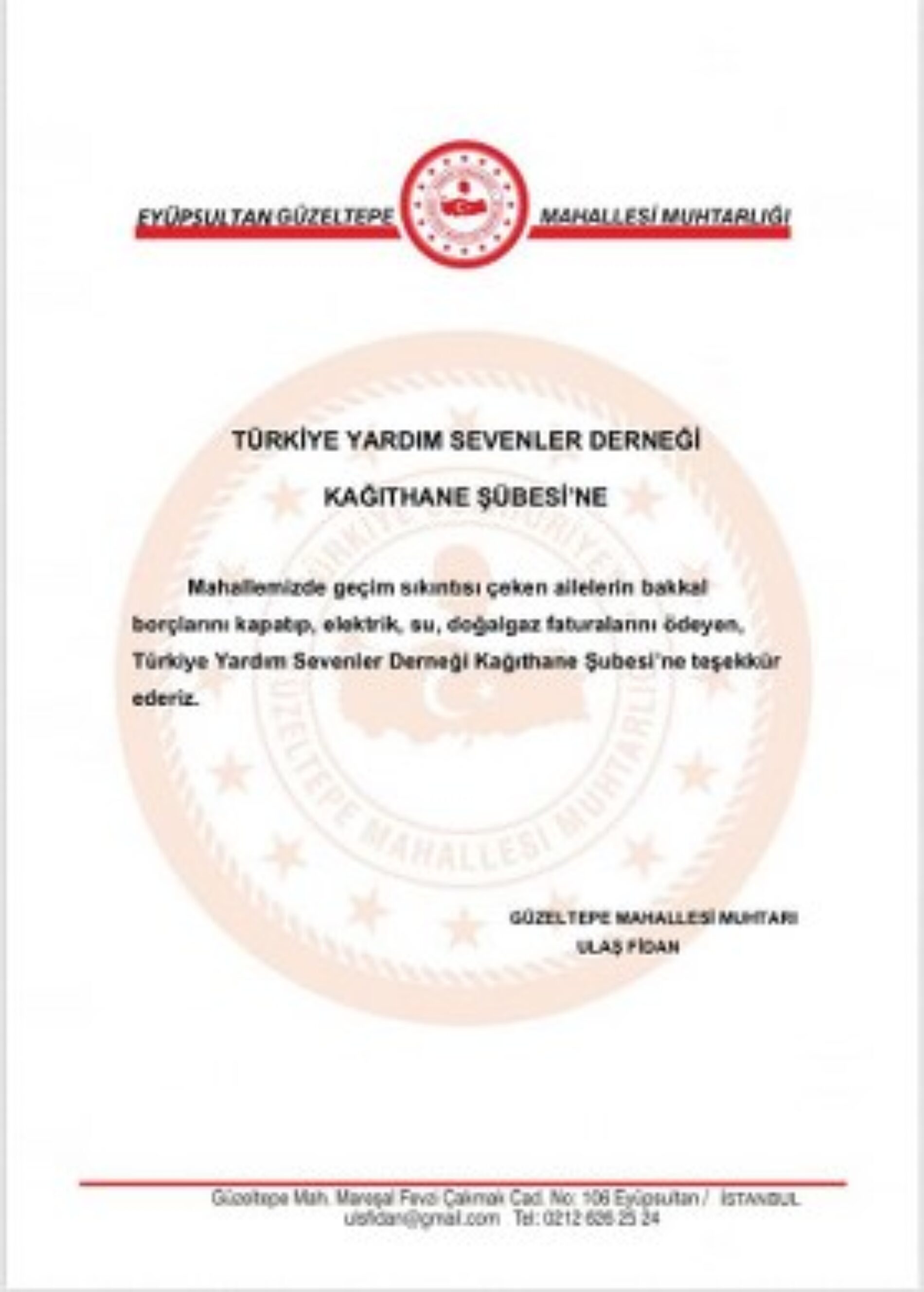 TYSD Kağıthane Şubemiz Geçim Sıkıntısı Geçen Ailelerimizin Borçlarını Ödemeye Devam Ediyor