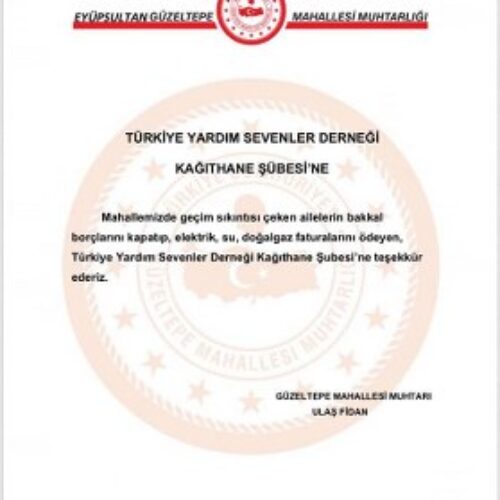 TYSD Kağıthane Şubemiz Geçim Sıkıntısı Geçen Ailelerimizin Borçlarını Ödemeye Devam Ediyor