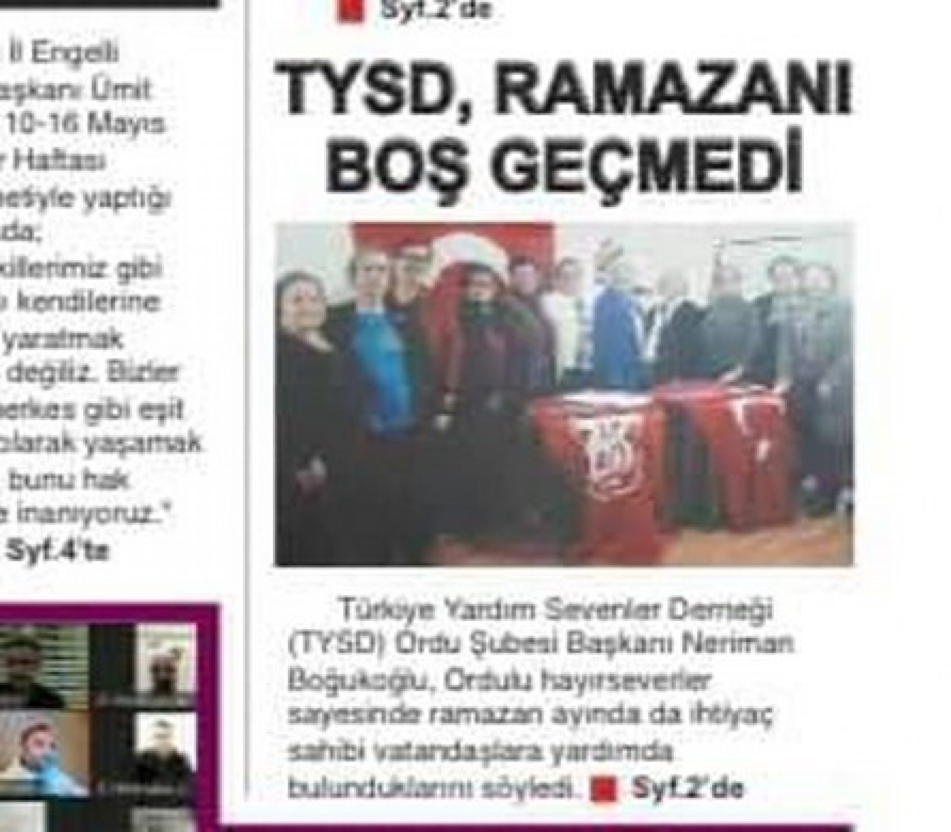 TYSD Ordu Şubemizin Ramazan Ayı Yardımları