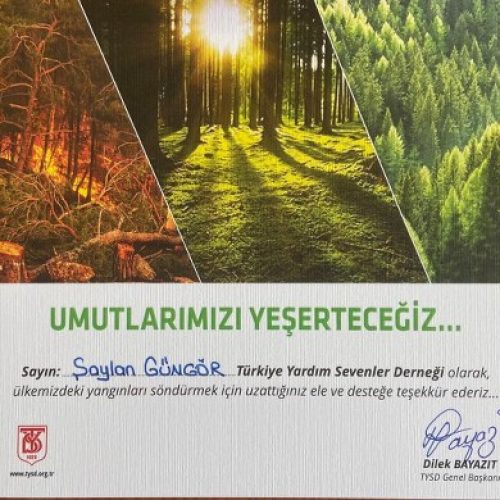 TYSD Genel Merkezi ve 132 Şubemiz ve Bağışçılarımızın Destekleri ile Umutlarımızı Yeşertmeye Devam Ediyoruz