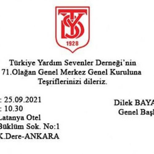 TYSD Genel Merkezimizin “71. Olağan Genel Merkez Genel Kurulu” Davetiyesi