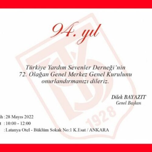 TYSD Genel Merkezimizin 72. Olağan Genel Kuruluna Teşriflerinizi Bekleriz