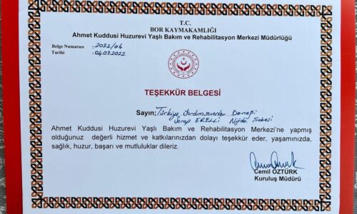 TYSD Niğde Şubemiz Ahmet Kuddusi Huzurevi ve Rehabilitasyon Merkezinde Kalan Büyüklerimiz İçin Bayram Şekeri Almıştır