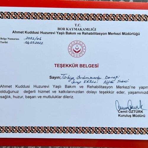 TYSD Niğde Şubemiz Ahmet Kuddusi Huzurevi ve Rehabilitasyon Merkezinde Kalan Büyüklerimiz İçin Bayram Şekeri Almıştır