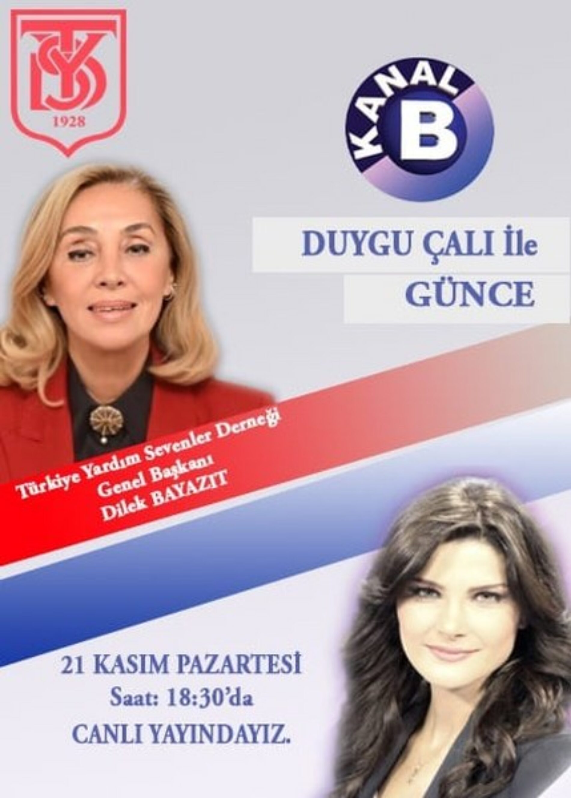 TYSD Genel Merkez Başkanımız Sn. Dilek Bayazıt “Duygu Çalı ile Günce” Başlıklı Programın Canlı Yayın Konuğu Olacaktır