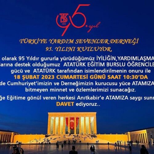 TYSD Genel Merkezi ve 130 Şubemiz Sizleri Anıtkabir’e Davet Etmektedir