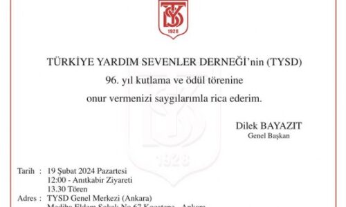 TYSD Genel Merkezimiz 96. Yılımızı Kutlamaktadır