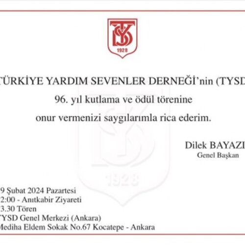 TYSD Genel Merkezimiz 96. Yılımızı Kutlamaktadır