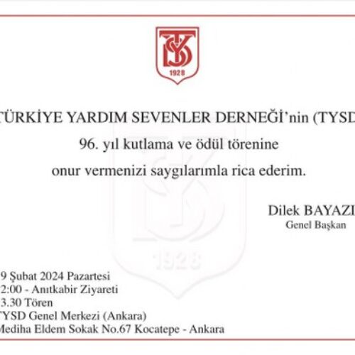 TYSD Genel Merkezimiz 96. Yılımızı Kutlamaktadır